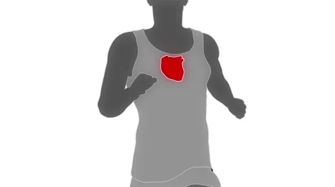 Running man isolated with beating heart in loop Stock Footage 60623897