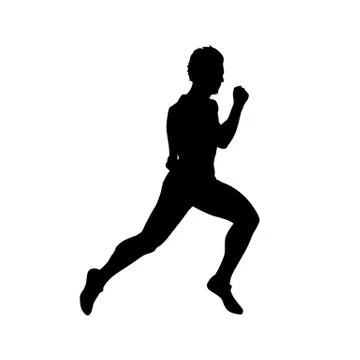 Running man, isolated vector silhouette, side view Stock Illustration