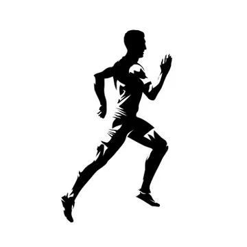Running man, isolated vector silhouette. Sprinting runner Stock Illustration