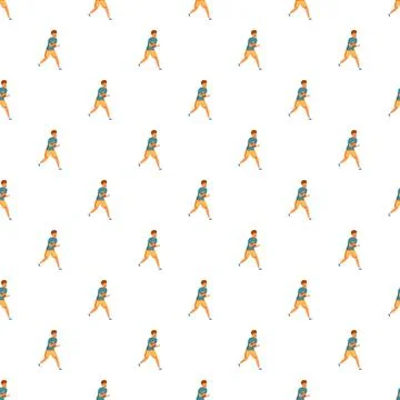 Running man jogging cartoon seamless pattern Stock Illustration