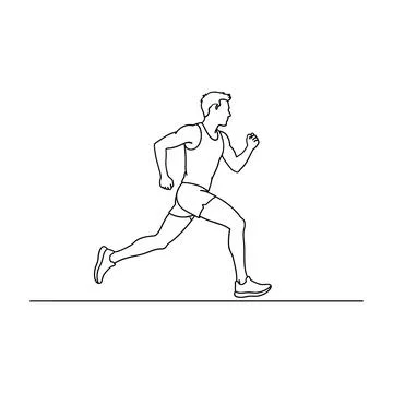 Running Man Line Art Vector Male Runner Silhouette Stock Illustration