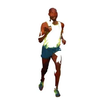 Running man, low poly vector illustration, front view. Run Stock Illustration