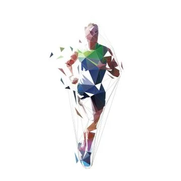 Running man, low polygonal vector illustration. Abstract geometric runner, fr Stock Illustration