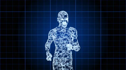 A running man made of abstract, complex particles - Particle Man 1001 HD, 4K Stock Footage 62793253