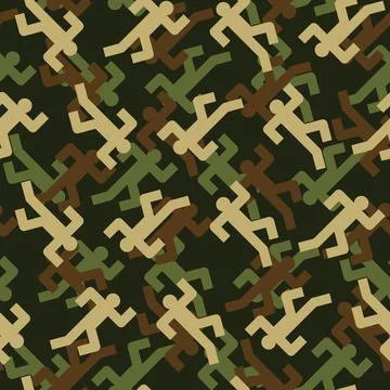 Running man Military pattern seamless. Run Army background. Protective Khak.. 스톡 일러스트