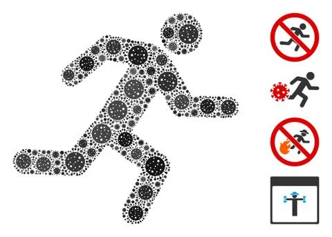 Running Man Mosaic of CoronaVirus Elements Stock Illustration