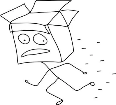 Running man with open box head Stock Illustration