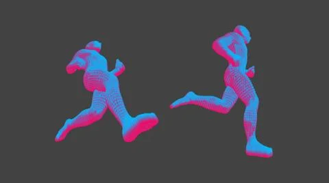 Running man or marathon runner. 3D human body model. Design for sport. Vector Stock Illustration