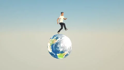 Running, a man running on the planet Stockbeeldmateriaal 102702407