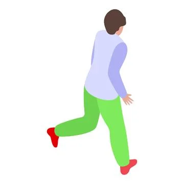 Running man seen from behind in isometric view Stock Illustration