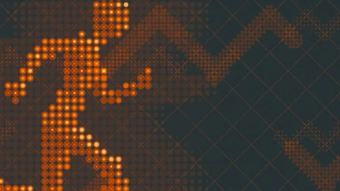 Running man side view. Flat pattern of colored dots. 3d render loop animation HD Stock Footage 124584393