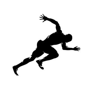 Running man, side view, isolated vector silhouette. Run 스톡 일러스트