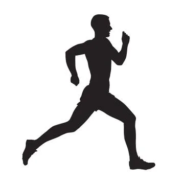 Running man side view vector silhouette Illustrazione stock