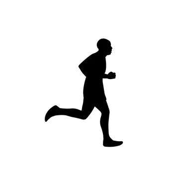 Running man side view vector silhouette. Running man, teenager side Stock Illustration