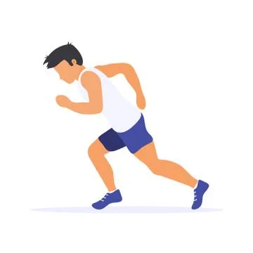 Running man silhouette. Runner. Flat vector illustration. Individual sport. Stock Illustration