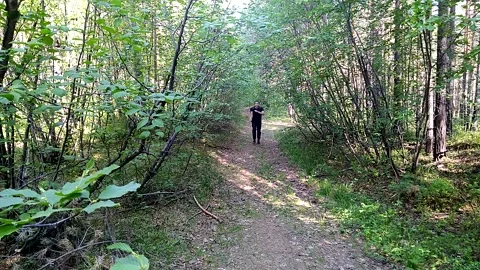 Running man through the forest-2 Stock Footage 156187121