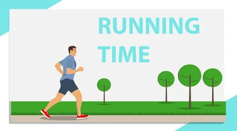 Running man, time to run. A man running in the park. Vector Illustrazione stock