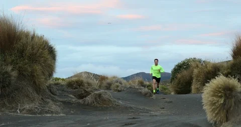 Running man trail runner in nature landscape enjoying training run Stock Footage 103047486
