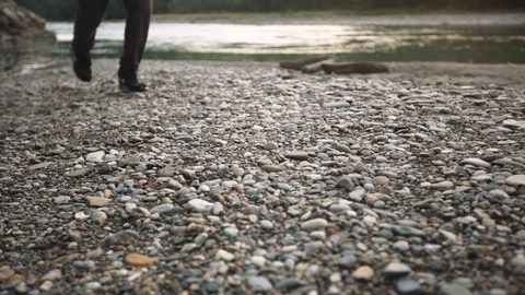 Running man trail runningthe rocks - male athlete runner sprinting fast. Close Stock Footage 89620726