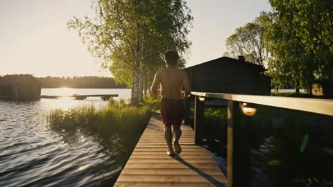 Running man under sunset Stock Footage 288155633