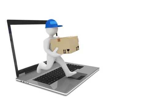 Running Manikin Notebook Delivery Stock Illustration