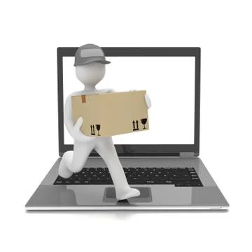 Running Manikin Notebook Delivery Stock Illustration