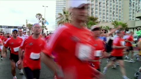 Running marathon 12 Stock Footage 692231
