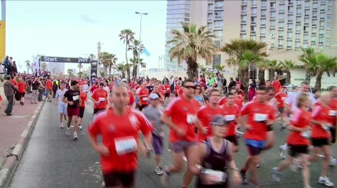 Running marathon 8 Stock Footage 692643