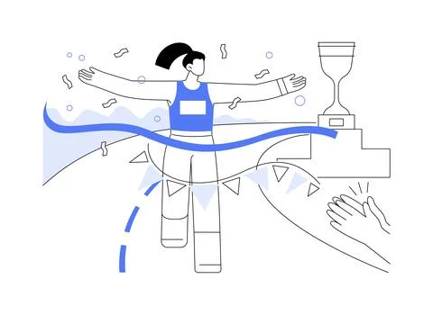 Running marathon isolated cartoon vector illustrations. Ilustración de archivo