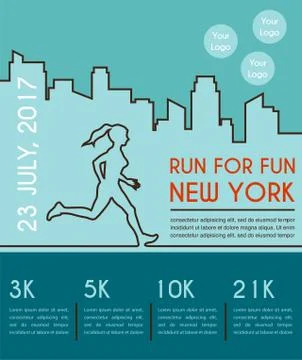Running marathon poster design. Stock Illustration
