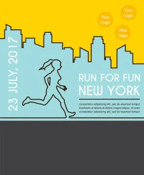Running marathon poster Stock Illustration
