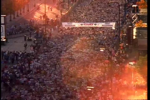 Running Marathon timelapse start elevated view Stock Footage 183585844