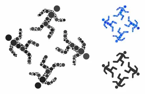 Running men Composition Icon of Round Dots Ilustração Stock