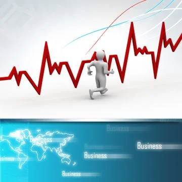 Running men with heart beat graph Stock Illustration