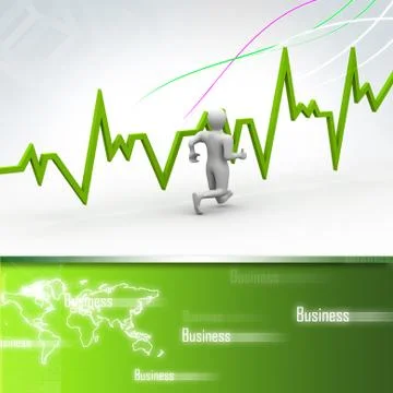 Running men with heart beat graph Stock Illustration