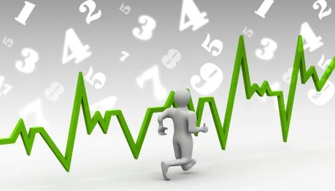 Running men with heart beat graph in abstract background. Stock Illustration