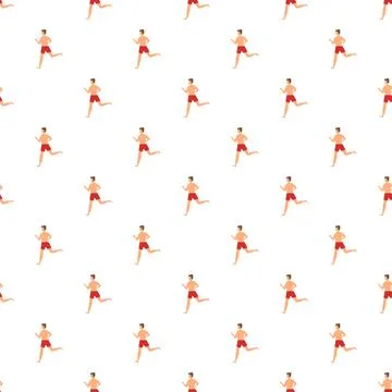 Running men seamless pattern on white background Illustrazione stock