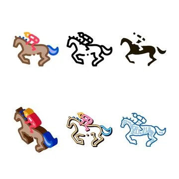 Running minimal horse icon vector outline Stock Illustration