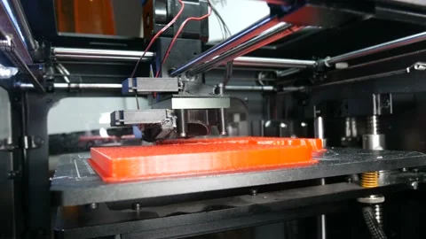 Running modern 3d printer Video stock 89939296