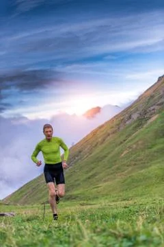 Running in mountain Stock Photos