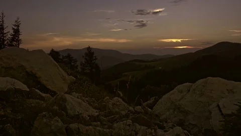 Running on the mountain at sunset Stock Footage 78569784