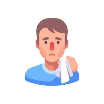 Running nose flat illustration. Man with handkerchief Stock Illustration