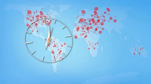Running Out of Time Covid World Map 4K Loop Stock Footage 145159548