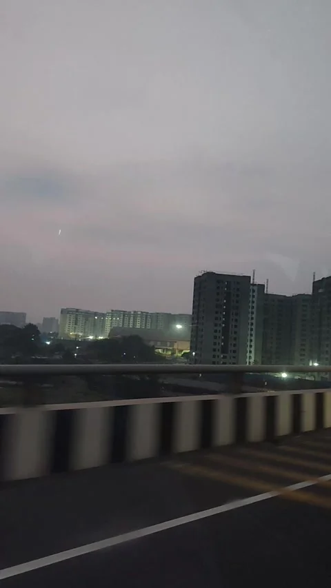 Running outside the car window, with trees and a cloudy sky Stock Footage 293243724