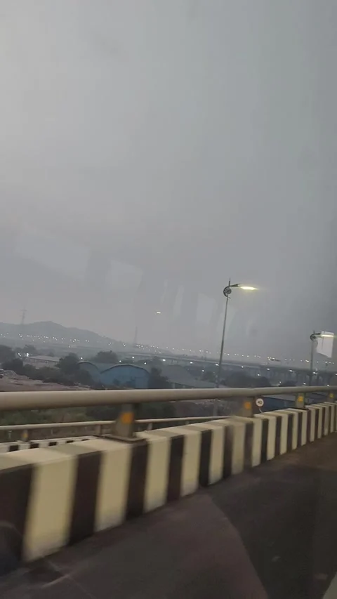 Running outside the car window, with trees and a cloudy sky Stock Footage 293243981