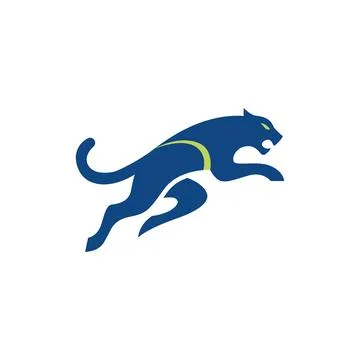 Running Panther Logo Design with Fast Wild Animal Sports Symbol Stock Illustration