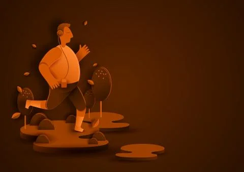 Running paper cut Illustrazione stock