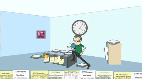 Running the Paperwork Treadmill (man):  Looping Video stock 46047973