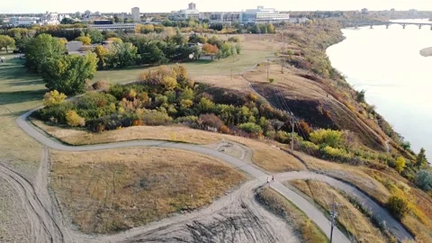 Running Paths Laced Through Riverside Stock-Footage 140977673