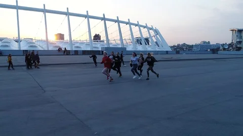 Running People Stock Footage 91047745